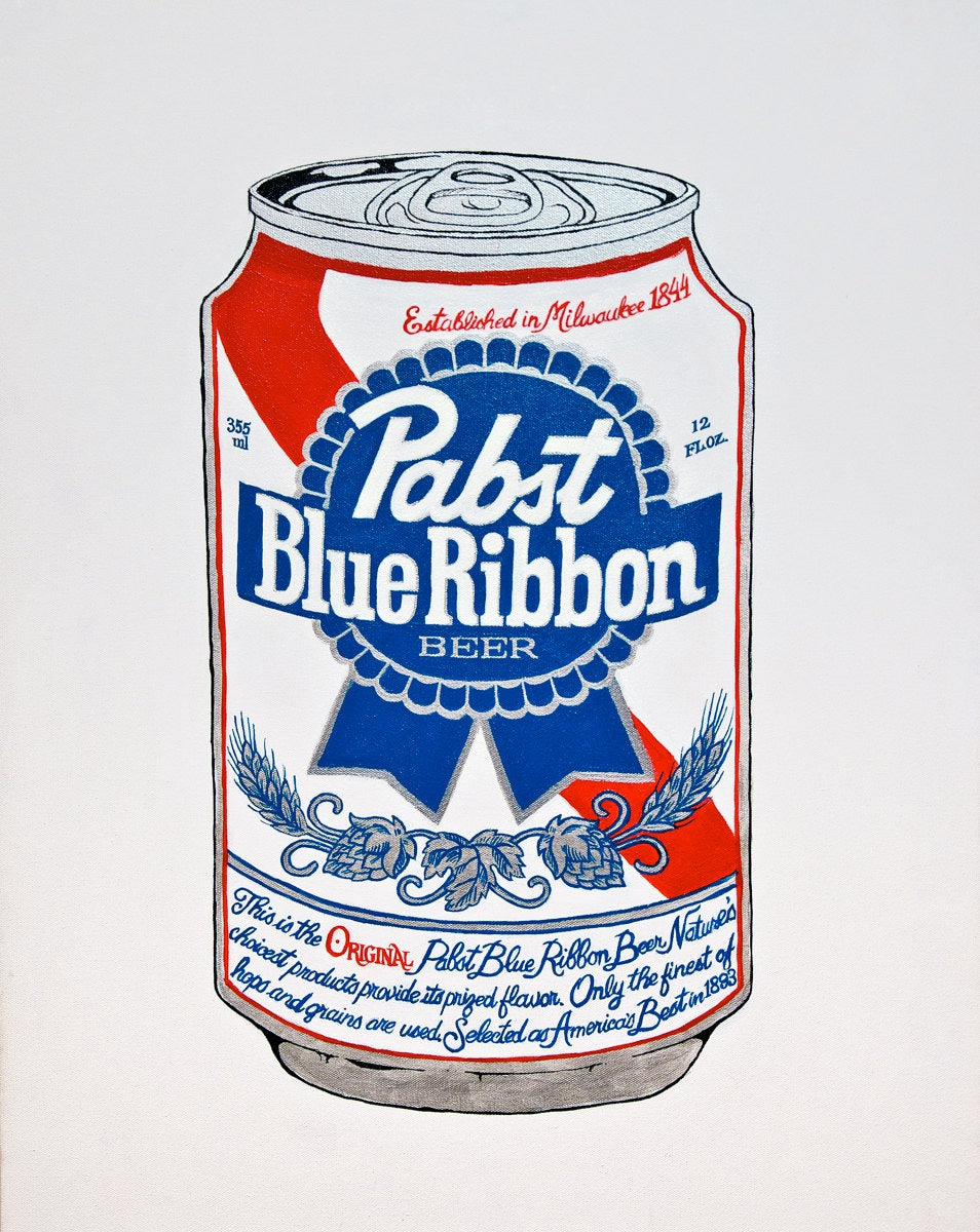 Original Painting - Warhol style Pabst Blue Ribbon pop art